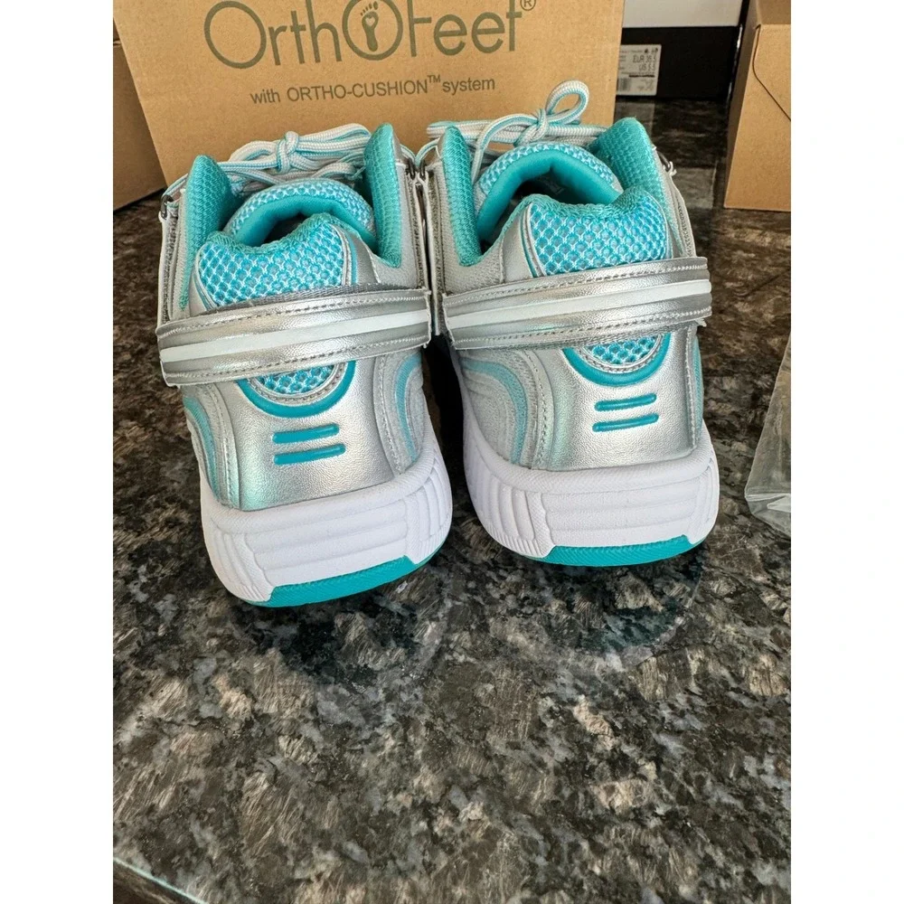 Orthofeet Verve 975 Turquoise Silver Orthopedic Walking Shoes Womens 9 Medium B